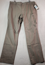 Alfani Dress Pants Men Size 36 Beige Cotton Flat Front Straight Leg Slash Pocket - £18.79 GBP