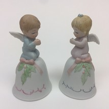 Vtg 1983 Lefton Praying Angels Boy/Girl Bells Christopher Collection  03562 Used - £11.67 GBP