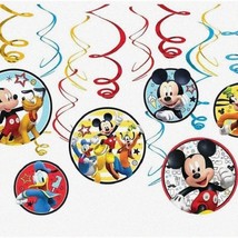 Mickey&#39;s Party Swirls Value Pack - 12ct 7&quot; Decorations for On-The-Go Fun! - £25.75 GBP