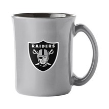 Raiders 623 NFL Café Coffee Tea Cup Mug 15 oz. Silver Grey Black Interior - £17.84 GBP