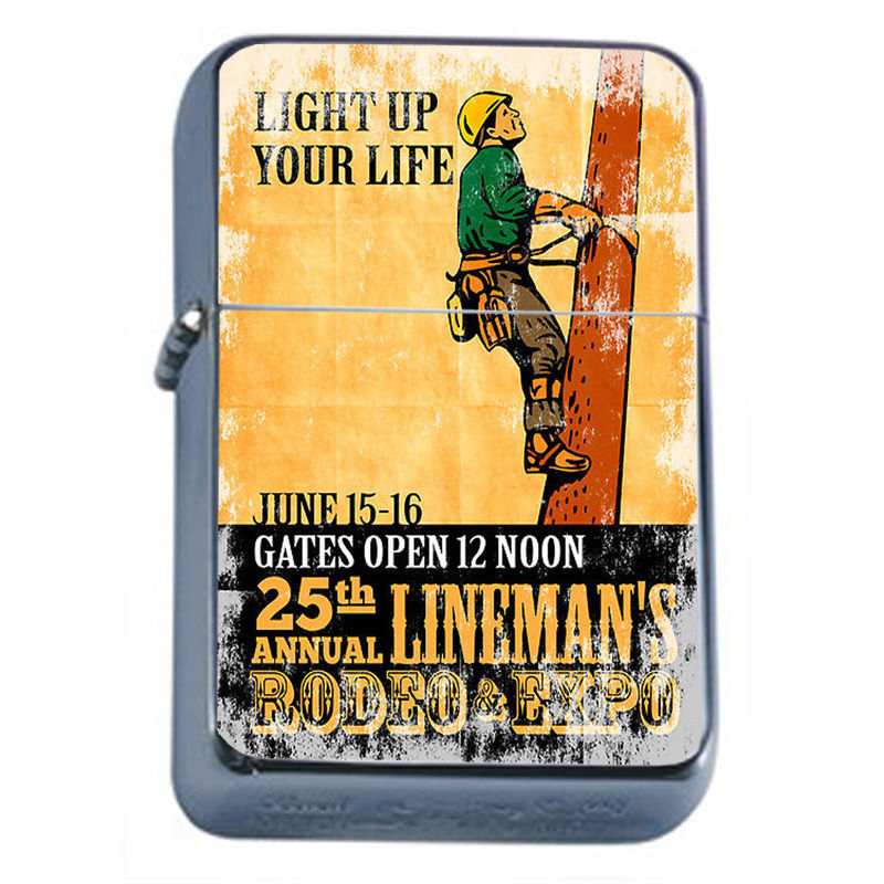 Vintage Poster D226 Flip Top Oil Lighter Wind Resistant Flame Lineman&#39;s ... - $13.95