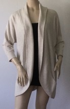 LANDS END Open Front Cardigan, Oatmeal/Gray Shade (Size XL/T) - £23.45 GBP