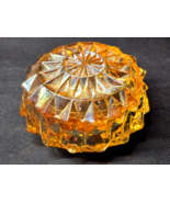 VERY RARE Vintage JEANNETTE 4&quot; Covered Trinket Puff Box MARIGOLD WINDSOR... - $106.90