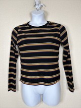 Rue21 Womens Size XL Black Stripe Rib Knit Shirt Long Sleeve - £6.08 GBP