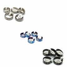 Wholesale Lot 36 Stainless Steel Rings 4 Designs Engraved Spinner Black Blue - £12.84 GBP+