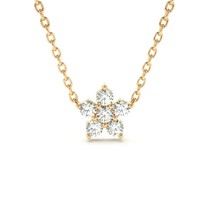 0.27CT Round Cut Moissanite 14K Yellow Gold Plated Flower Pendant Necklace Gift - £68.75 GBP