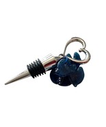 Heart Shaped Wine Bottle Stopper With Hearty Hanging Pendants Blue Silver - $9.48 CAD