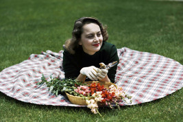 Olivia De Havilland Lying on Grass with Flowers 1940&#39;s Rare 24x18 Poster - £18.95 GBP
