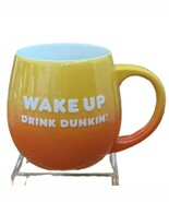 Dunkin Donuts Wake Up Drink Dunkin Be Awesome Peace Sign Mug 20 oz Orang... - $11.88