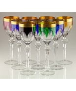 Lot of 9 Multi-Color Justin Tharaud President Hock Wine Crystal Goblets - $33,277.46 MXN