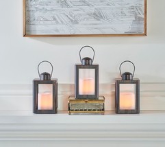 Home Reflections S/3 Mini Lanterns with Remote &amp; Gift Boxes in Bronze - £155.06 GBP