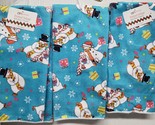 Set of 3 Microfiber Towels, 15&quot;x25&quot;, CHRISTMAS, SNOWMEN &amp; SNOWFLAKES ON ... - £11.68 GBP