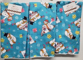 Set Of 3 Microfiber Towels, 15&quot;x25&quot;, Christmas, Snowmen &amp; Snowflakes On Blue, Am - £11.72 GBP