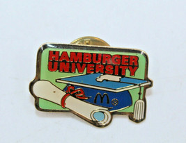 McDonalds Hamburger University Logo Employee Crew Pinback Pin Button Grad Hat - £11.52 GBP