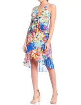 Belle Badgley Mischka Sz 4 Womens Faith Dress Royal Multi Ruffle Faux Wrap $199 - £19.05 GBP