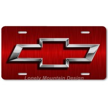 Chevy Bowtie Inspired Art Gray on Red FLAT Aluminum Novelty License Tag Plate - £14.05 GBP