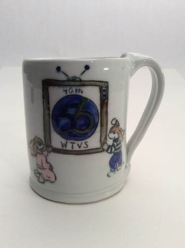 Channel 56 PBS COFFEE TEA MUG Crumb 40 Years 1995 Clay Pottery (Design 2) - $11.39