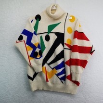 I.B. Sport Sweater Womens Large Turtleneck Lambwool Geometric Pattern Vintage - £35.60 GBP
