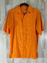 Nath Mens Linen Shirt Size Small Orange Button Down Front Panel Design - $19.77