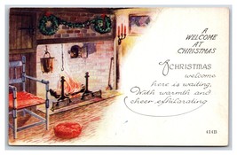 Fireplace Hearth A Welcome Christmas UNP Unused DB Postcard S6 - £3.92 GBP