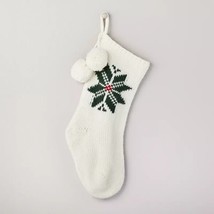 Hearth &amp; Hand Magnolia Snowflake Jacquard Knit 20&quot; Christmas Stocking Cream - $24.99