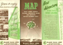 Black Ball Line Brochure with Maps Puget Sound Victoria Vancouver BC 1950&#39;s - £11.88 GBP