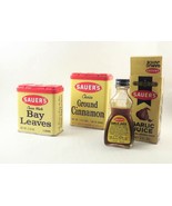 Lot Sauer&#39;s Spice Tins Vintage 1970s Herbs Bay Leaf Garlic Juice Bottle ... - £14.02 GBP