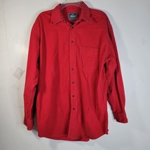 Mens Woolrich Red Button Front Long Sleeve Cotton Shirt Size Large - £17.64 GBP