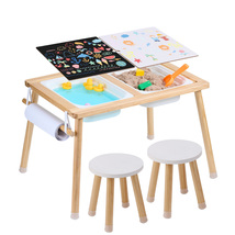 VEVOR Sensory Table + 2 Chairs Toddler 2Bins Paper Roll Indoor/Outdoor W... - $64.99