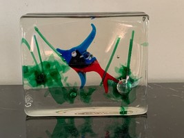 Mid Century Cenedese Barbini Murano Glass Fish Aquarium Block Art Glass - £192.83 GBP