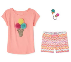 NWT The Children&#39;s Place Ice Cream Tee Shorts Ponytails 4  5-6  10-12 NEW - £16.41 GBP