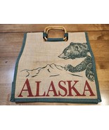 Vintage Burlap Alaska Wooden Handled Bag Unused - $15.00