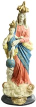Sculpture Statue Madonna Our Lady Victory French Chalkware Religious Coral Pink - £132.76 GBP
