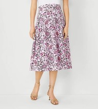 New Ann Taylor Lavender Purple Floral Gathered Yoke Midi Skirt Lined Sz 2 Zipped - £39.56 GBP