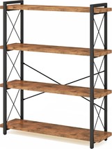 Hchqhs Bookshelf, 4-Tier Industrial Bookcase, Rustic Open Book Shelf, - £145.98 GBP