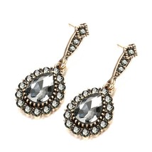 New Luxury Gray Crystal Bridal Earrings For Women Antique Gold Beach Party Drop  - £10.05 GBP