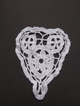 Wholesale Lot 24 Pc Wht Elongated Heart Cotton Crochet Doily 4&quot; x 3&quot; top Doilies - £11.66 GBP