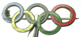 Scarce Pre World War II the 11th Olympiad multi-colored enameled Brooch ... - £102.29 GBP
