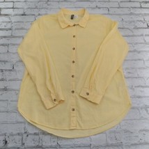 Divided H&amp;M Shirt Womens 10 Yellow Button Down Collared Long Sleeve Cotton - £14.14 GBP
