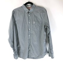 Ben Sherman Mens The Authentic Mod Check Shirt Plaid Button Down Pocket Gray L - £9.91 GBP