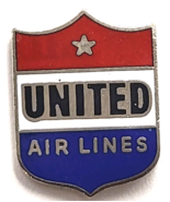 United Air Lines Shield Enamel Pin Red White Blue Logo Airline Employee ... - $12.99