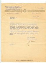 Wolfsheim &amp; Sachs Letter New York 1938 Jewelry Boxes Trays &amp; Displays - $17.82