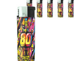 80&#39;s Theme D12 Lighters Set of 5 Electronic Refillable Butane Retro Collage - $15.79