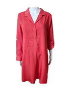 Soft Surroundings MP Weekender Dress Coral/Red Embroidered Pockets Roll ... - $41.80