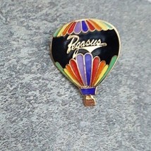 PEGASUS Black Rainbow Hot Air Balloon Travel Souvenir Vintage Enamel Lapel Pin - £7.18 GBP