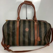 Fendi Vintage Pequin Convertible Boston Bag Coated Canvas Brown Handbag - $249.99