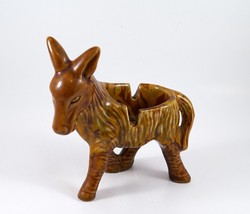 Donkey Ashtray Ceramic #297 Orange Brown Yellow Vintage 5 7/8&quot; - £27.51 GBP