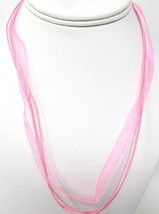 Light Pink Ribbon Necklace 18&quot; - 20&quot; Choker Organza 3 Waxed cords US Sel... - £7.00 GBP