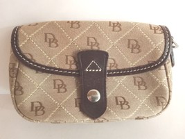 Dooney &amp; Bourke Vintage Womens Mini Wristlet Bag Signature Logo Brown USA - £16.45 GBP
