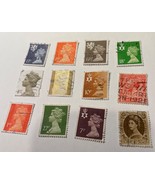 12 Vintage Mix British Stamps Of Queen And King By Machin In1924. # 7-ca... - £9.72 GBP